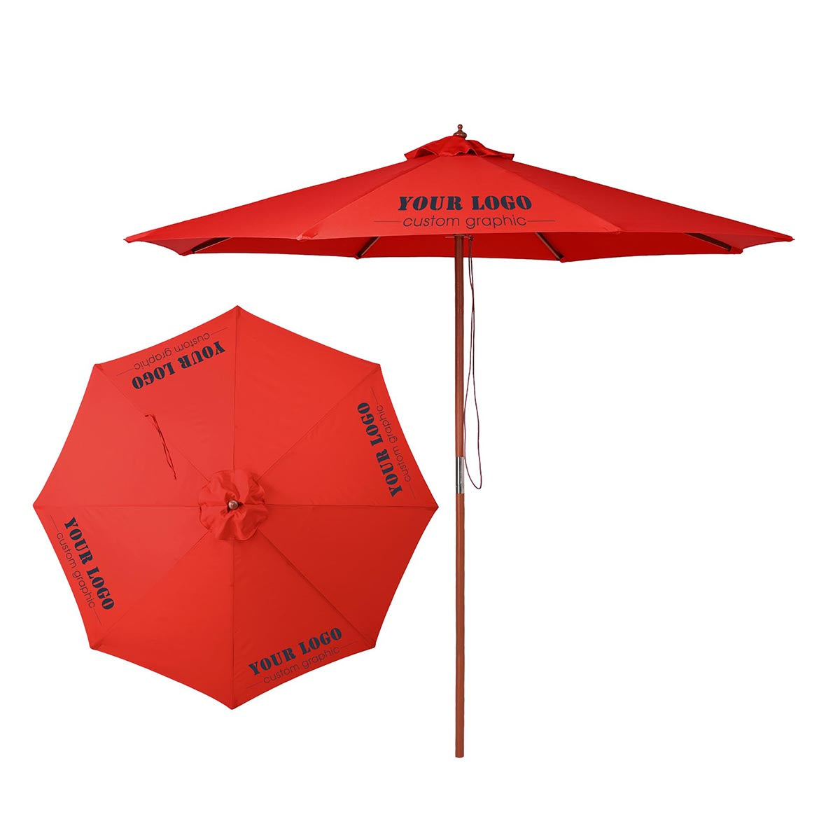 Yescom 9ft Patio Wood Market Umbrella Multiple Colors